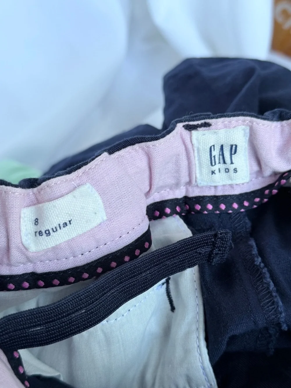 GAP Navy Chino Kids Shorts with Pink Waist Lining